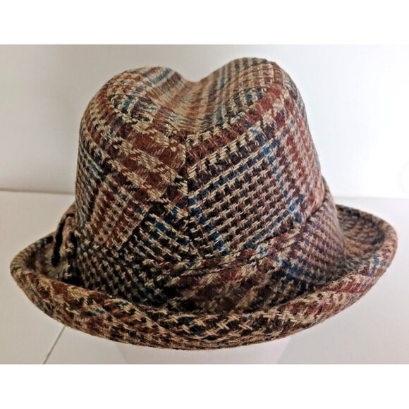 Vintage United Hatters Cap and Millinery Plaid Fedora Hat Size 6 7/8 RARE Lined - Picture 7 of 10